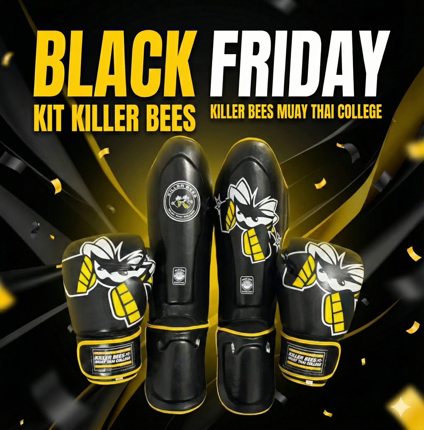 Kit Killer Bees Guantes Espinilleras