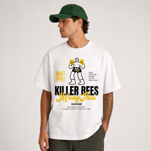 Camiseta Blanca Oversize Muay Thai - Ocho armas, una sola mente