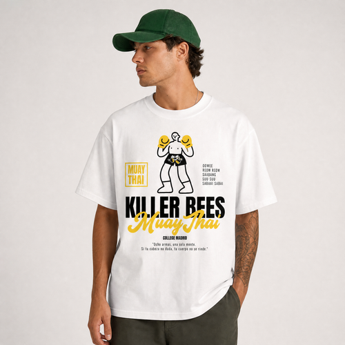 Camiseta Blanca Oversize Muay Thai - Ocho armas, una sola mente