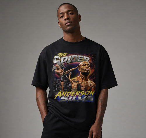 Camiseta Oversize Vintage Bootleg - Anderson Silva "The Spider"