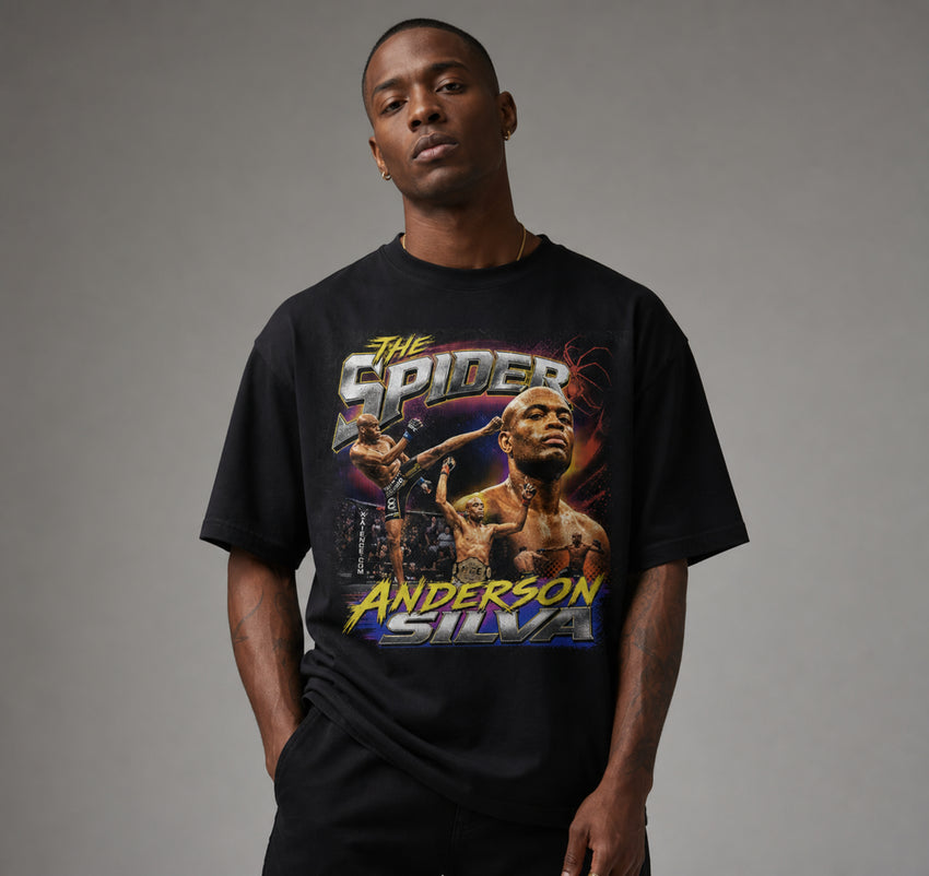 Camiseta Oversize Vintage Bootleg - Anderson Silva "The Spider"