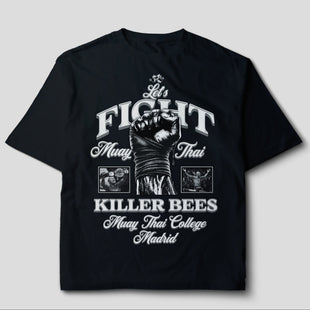 Camiseta Oversize Muay Thai "Killer Bees" College - Negro