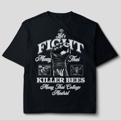 Camiseta Oversize Muay Thai "Killer Bees" College - Negro