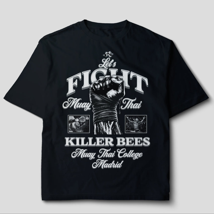 Camiseta Oversize Muay Thai "Killer Bees" College - Negro